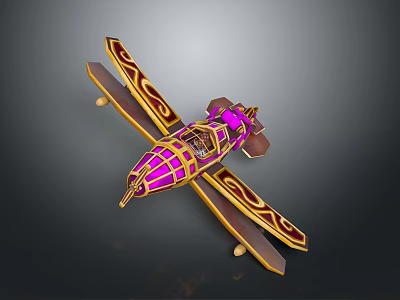 Cosmic Aerospace Inspired Decorative Aircraft Model With Purple And Gold Accents 3d model