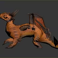 Orange Dragon Game Movie Character With Red Wings And Mythical Features