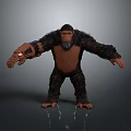 3D Render of Gorilla Character With Mechanical Arm and Realistic Fur