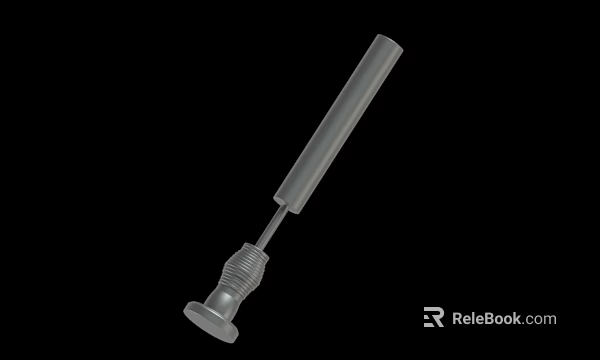 Grey Mechanical Tool With Long Cylindrical Rod And Base Knob Design 3d model 