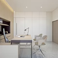 Modern Office Interior Design With Minimalist Workstations Computers White Wood Tones And Lighting