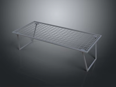 Modern Metal Double Bed Frame With Grid Design And Sturdy Support Structure 3d model