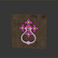 Decorative Metal Door Knocker On Rustic Wooden Panel With Intricate Design