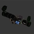 Black Telescope With Cylindrical Design And Reflective Surface On Gray Background