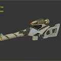 Futuristic Blaster Weapon Design With Metallic Structure Sleek Barrel And Aiming Scope