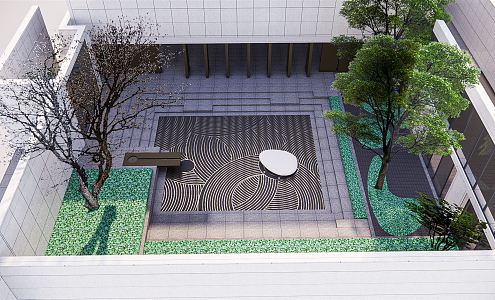 Modern Garden Courtyard Garden 3d model