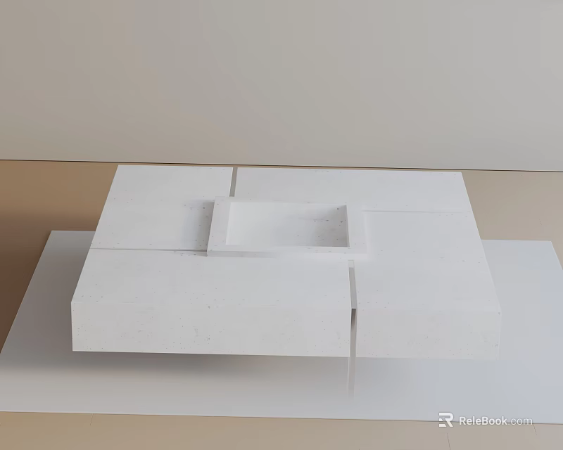 Modern Minimalist Sofa Coffee Table Set With Clean White Design and Simple Structure 3d model