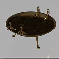 Golden Decorative Tray with Claw Shaped Supports and Ornate Legs for Home Decor