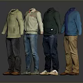 Men's Fashionable Clothing Collection With Sweaters Shirts Jackets Pants And Shoes