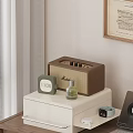 Stylish Decorative Ornament Set with Marshall Speaker Green Clock and Small Bottle on White Cabinet