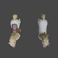 Two White Stuffed Toy Horses With Saddle Bridle And Mane Details