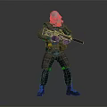 Game Movie Character Wearing Tactical Combat Armor With Glowing Visor And Rifle 3d model