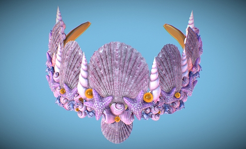 Shell and Starfish Summer Crown Shell Crown Starfish Headwear 3d model