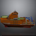 Orange RESCUER Rescue Ship With Green Deck And Blue Emergency Equipment