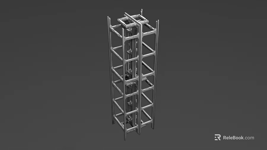 Industrial Steel Scaffold Frame Structure With Support Bars And Crossbeams 3d model 