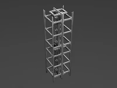 Industrial Steel Scaffold Frame Structure With Support Bars And Crossbeams 3d model