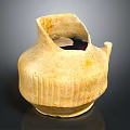 Traditional Yellow Clay Pottery Jar With Striped Patterns And Handle Design