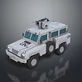 UN White Armored Vehicle With Roof Mounted Equipment And Off Road Features