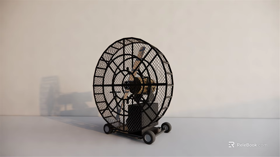 Industrial Ventilation Fan With Circular Metal Mesh Housing And Wheeled Base For Industrial Use 3d model 
