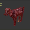 Colorful Brown White Spotted Goat Sculpture With Detailed Patterns In Standing Pose