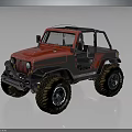Red Open Top Off Road Vehicle With Big Tires And Jeep Style Design