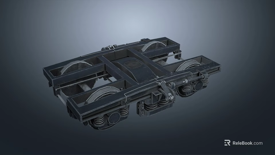 Railway Bogie Metal Structure With Wheels Springs And Mechanical Components 3d model