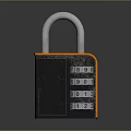 Orange Black Combination Lock With Metal Shackle Three Number Dials Showing 8 0 2
