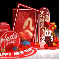 Chinese New Year 2025 Photo Spot With Red Decorations And Golden Snake Design