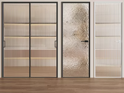 Modern Hinged Doors With Glass Panels And Black Frames Design 3d model