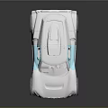 Off Road Concept Vehicle With White Body Blue Wheels And Transparent Windows