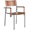 Modern Wooden Armchair With Polished Chrome Metal Legs Perfect For Home Dining And Office Use