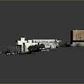 Cartoon Scene Of Campus Model With Various Buildings Trees Roads And Vehicles