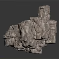 Detailed Rock Formation Structure With Blue Bridge And Flowing Waterfalls