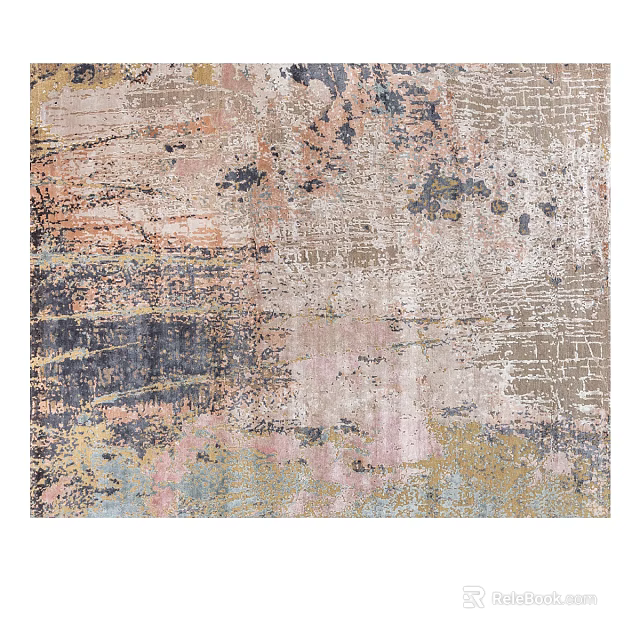 Artistic Square Rug With Colorful Abstract Patterns 3d model