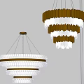 Modern Layered Chandeliers With Gold Frames And Crystal Elements For Interior Design 3d model