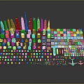 Various Building Models Display Scene With Skyscrapers Different Colors Shapes And Miniature Structures