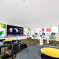 Modern Digital Store Interior Featuring 5G Smartphones Showcase Display Counters And Tables 3d model