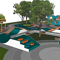 Children's Play Area Design With Circular Paths Green Lawns And Interactive Installations