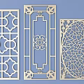 Decorative Wooden Carved Windows with Various Intricate Patterns for Interior Design 3d model