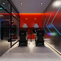 Modern Gaming Cafe Interior With Ergonomic Chairs High Performance PCs And RGB Lighting