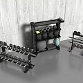 Sports Equipment Collection With Dumbbell Rack Medicine Ball and Multi Tier Storage