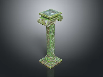 Ornate Classical Garden Landscape Featuring Green Carved Stone Pillar With Square Top 3d model