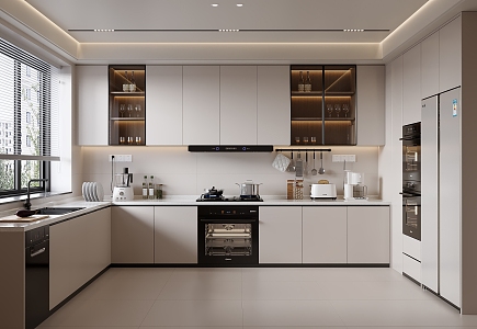 Modern Cream Style Kitchen 3d model