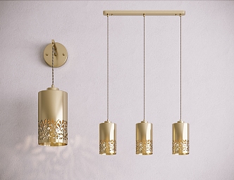 Light Luxury Lamps Combination Metal Chandelier 3d model