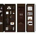 Modern Wooden Decorative Cabinets With Built in Lighting Books Vases And Display Shelves