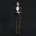 Professional Business Woman In Black Suit With White Shirt And High Heels