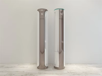 Dual Modern Tower Air Conditioner Fan With Silver And Brown Sleek Design 3d model