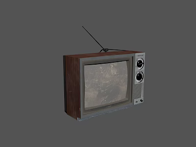Vintage Television With Wooden Case Top Antenna And Retro Control Knobs 3d model