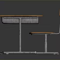 Simple Square Dining Table with Wooden Top Metal Legs and Matching Chair Design