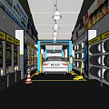 4S Shop Car Service Area with Tires Oil and Auto Supplies for Vehicle Maintenance